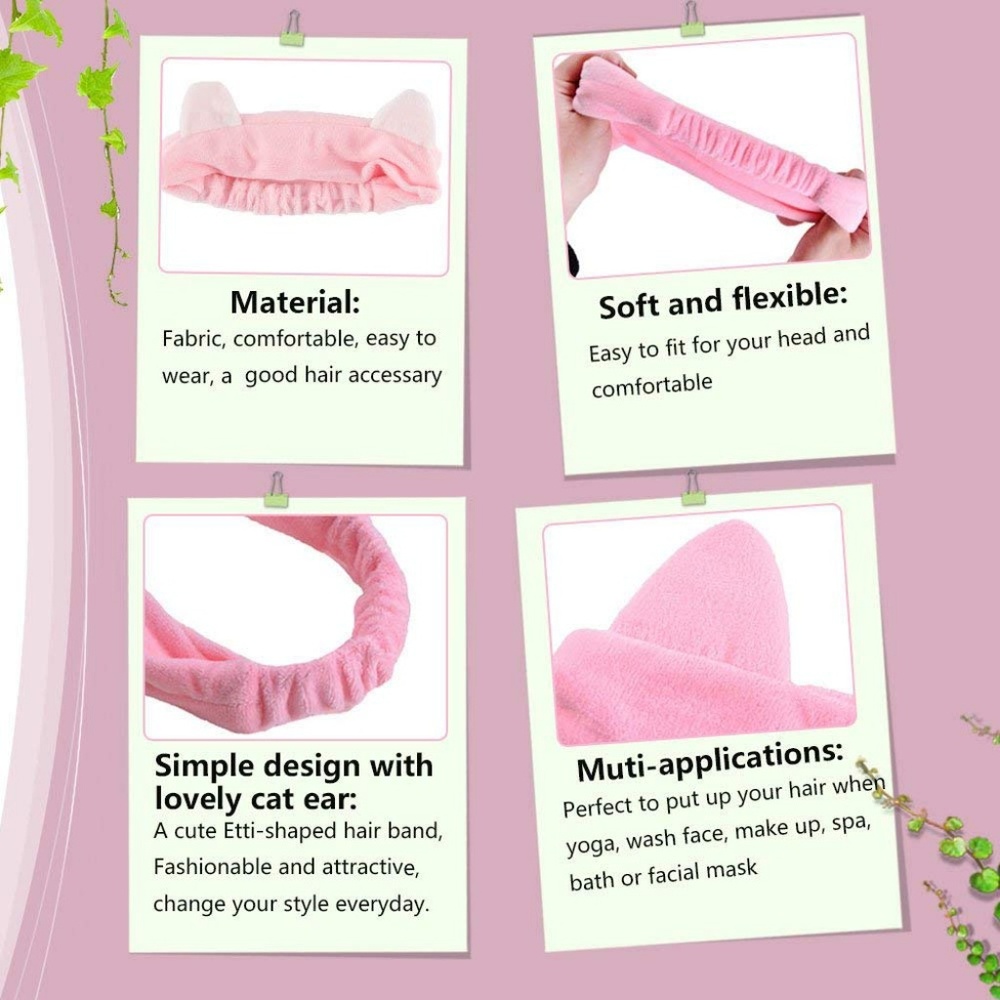 Rose Red Cat Ear Soft Headband - Picture 4 of 6